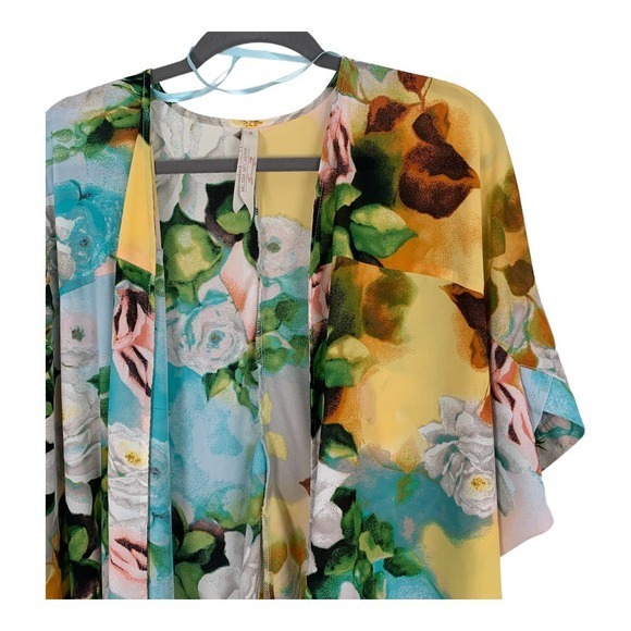 Melissa McCarthy Seven7‎ Summer Watercolor Floral Print Kimono Sz S - Picture 4 of 5